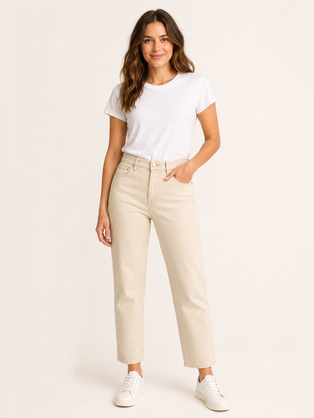 DENIM 1822 High Rise Ankle Straight Jeans Smoke Latte Size 10P NWT